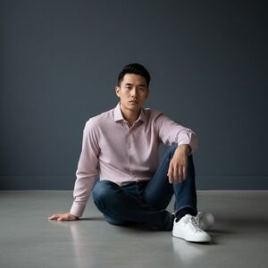 BOGOSSE Mens Size 2S Pink Geometric Print LS Button Down Shirt 100 Cotton